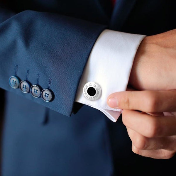 Personalized Engraved Round Cufflinks,Gift for Him,Father&#39;s Day,Groomsmen Gift,Wedding Gift,Sterling Silver,24K Gold,Valentine/Birthday Gift