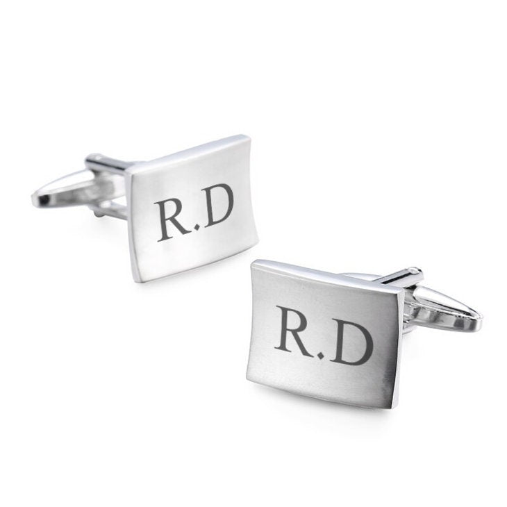 Curved Engraved Cufflinks,Gift for Him,Father&#39;s Day,Groomsmen Gift,Wedding Gift,Sterling Silver,Valentine/Christmas/Birthday Gifts