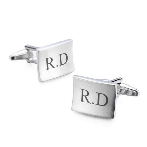 Curved Engraved Cufflinks,Gift for Him,Father&#39;s Day,Groomsmen Gift,Wedding Gift,Sterling Silver,Valentine/Christmas/Birthday Gifts