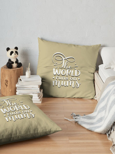 World runs on Moms Personalized Mom gift,Coloring Cushion & Cover,Custom Gift for Mother&#39;s Day/Birthday/Thanksgiving/Housewarming/Graduation