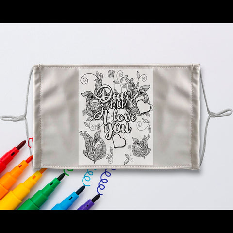 Peacocks Mom Love Coloring Face Mask,Personalized Celebrate Mom Birthday Gift,Fabric Pens,Mother&#39;s Day Gifts,Gifts for Kids,Christmas gifts,