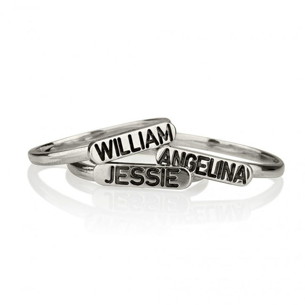 Stackable Engraved Name Rings, Personalized Mother&#39;s Day Gift,Birthday gift,Anniversay gift,Valentine gift,HIS & HERS,Couples,Mother Jewelry