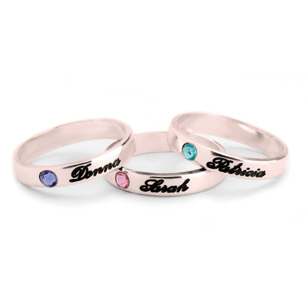 Mother&#39;s Birthstone+names Ring,Family Ring,Sterling Silver,24K Gold,Rose Gold,Mother&#39;s Day Gift,Birthday gift,gift for Mom,