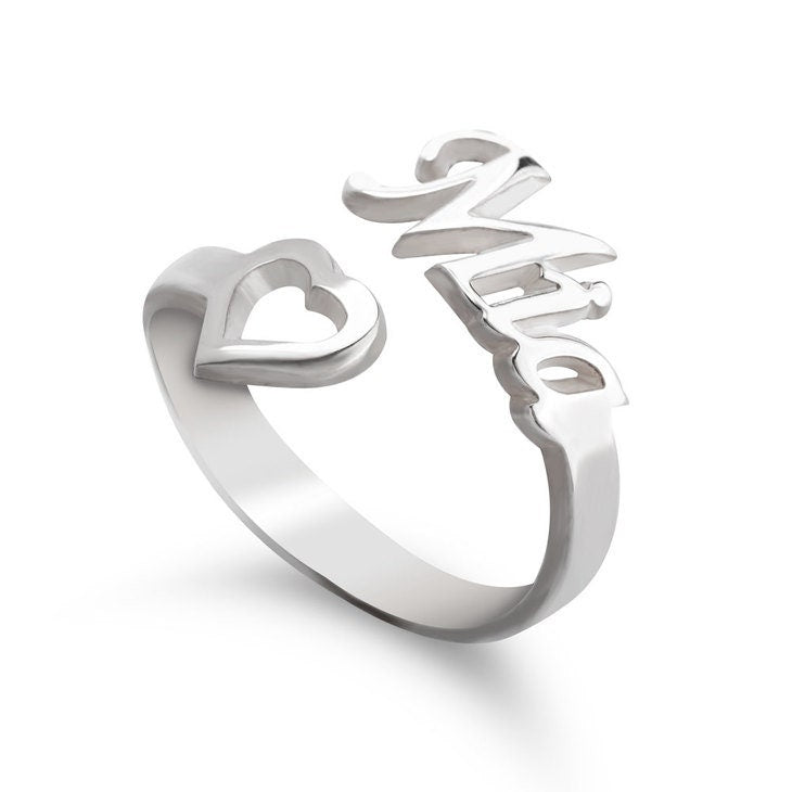 Cutout Heart Name Ring, Personalized Mother&#39;s Day Gift,Graduation Gift,Birthday gift,Engagement/Anniversary gift,Valentine gift,Gift for HER