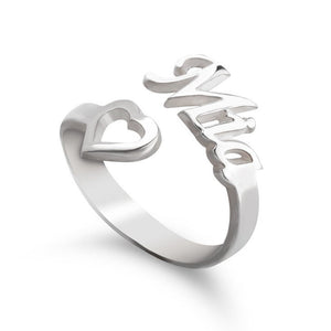 Cutout Heart Name Ring, Personalized Mother&#39;s Day Gift,Graduation Gift,Birthday gift,Engagement/Anniversary gift,Valentine gift,Gift for HER
