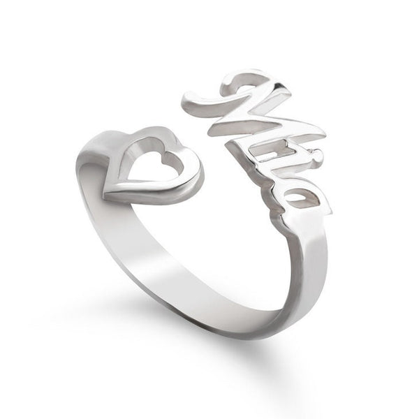 Cutout Heart Name Ring, Personalized Mother&#39;s Day Gift,Graduation Gift,Birthday gift,Engagement/Anniversary gift,Valentine gift,Gift for HER