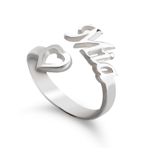 Cutout Heart Name Ring, Personalized Mother&#39;s Day Gift,Graduation Gift,Birthday gift,Engagement/Anniversary gift,Valentine gift,Gift for HER