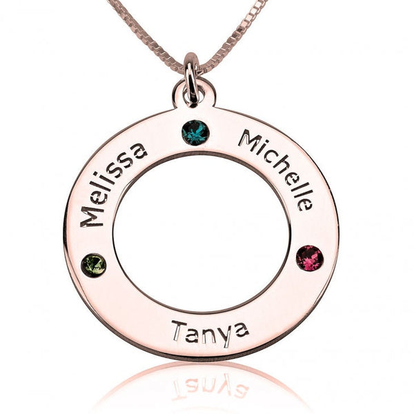 Family Birthstone Necklace,Family Pendant,925 Silver,24K Gold/Rose Gold,Mother&#39;s Day Gift,Gift for Birthday/Couple/Anniversary/Graduation