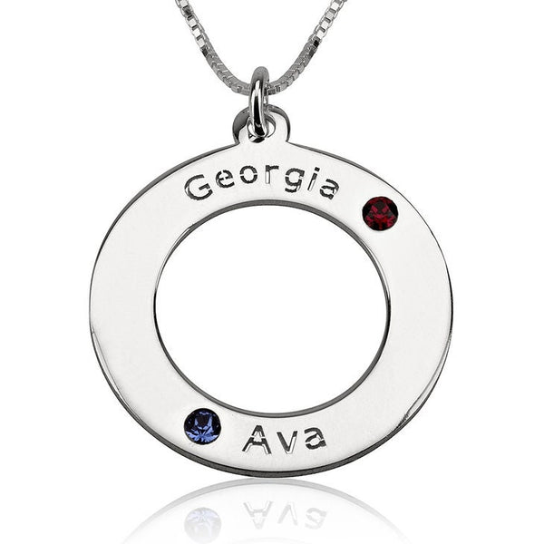 Family Birthstone Necklace,Family Pendant,925 Silver,24K Gold/Rose Gold,Mother&#39;s Day Gift,Gift for Birthday/Couple/Anniversary/Graduation