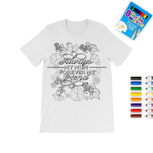 Forever a Friend Mother&#39;s Day Coloring T-shirt,Goldfish lotus T,Fabric Pens,Mom Quote T-shirt,Mother&#39;s Day Gift,Mom Birthday gift,Adult/Kid