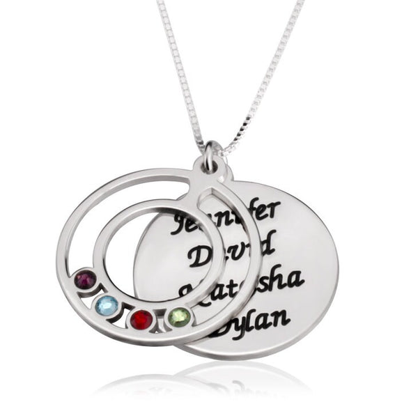 Family Vine Birthstone Heart Necklace,Family Pendant,Sterling Silver,24K Gold,Rose Gold Plated,Mother&#39;s Day Gift,Mom&#39;s Birthday gift