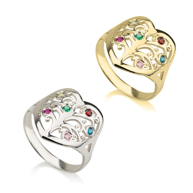 Family Birthstone Ring,Family Ring,Sterling Silver,24K Gold,Rose Gold,Mother&#39;s Day Gift,Birthday gift,gift for Mom/Aunt/Grandmother