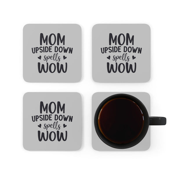 MOM is WOW Coasters 4pc Set,Round/Square/Leather/Cork,housewarming/Home gift,Mothers Day Gift,Birthday/Couples Gift,Graduation Gift
