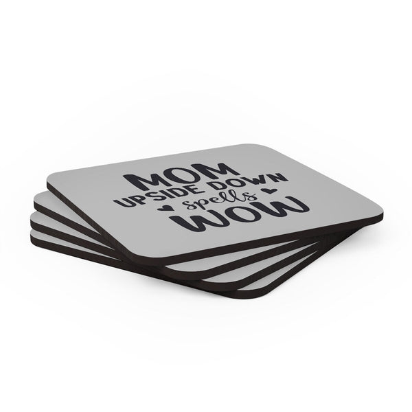 MOM is WOW Coasters 4pc Set,Round/Square/Leather/Cork,housewarming/Home gift,Mothers Day Gift,Birthday/Couples Gift,Graduation Gift