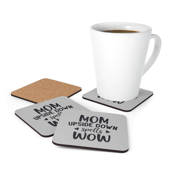 MOM is WOW Coasters 4pc Set,Round/Square/Leather/Cork,housewarming/Home gift,Mothers Day Gift,Birthday/Couples Gift,Graduation Gift