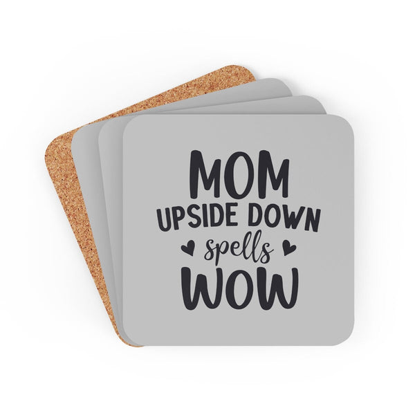 MOM is WOW Coasters 4pc Set,Round/Square/Leather/Cork,housewarming/Home gift,Mothers Day Gift,Birthday/Couples Gift,Graduation Gift
