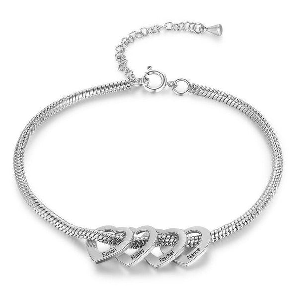 Personalized Charm Bracelet for Mother&#39;s Day,Kids Names Engraved Hearts,Mother&#39;s Day Gift,Birthday gifts for Her,Gifts for Mom,Mom Jewelry
