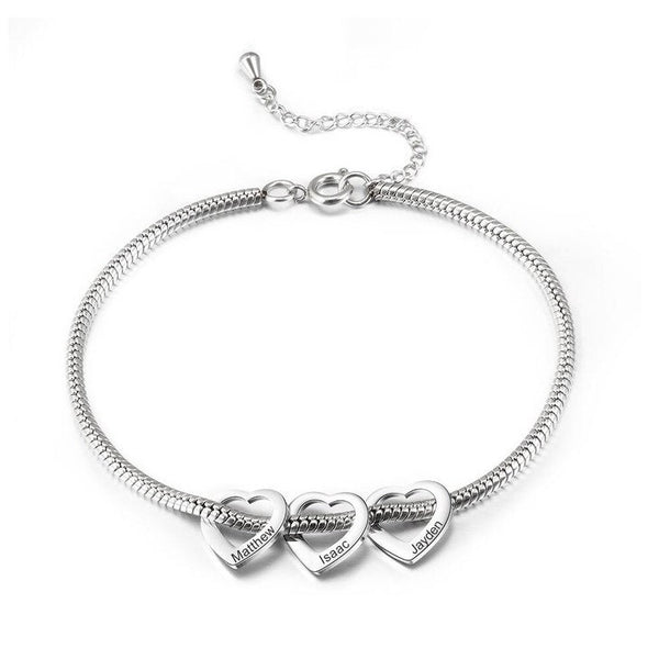 Personalized Charm Bracelet for Mother&#39;s Day,Kids Names Engraved Hearts,Mother&#39;s Day Gift,Birthday gifts for Her,Gifts for Mom,Mom Jewelry