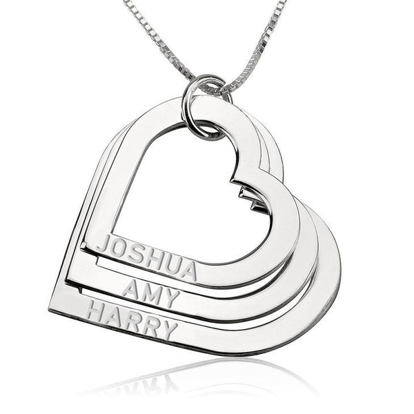 Personalized Engraved Mother&#39;s Heart Necklace,925 Silver,Gold/Rose Gold,Valentine&#39;s Day gift,Birthday gift,Mother&#39;s Day Gift,gift for her