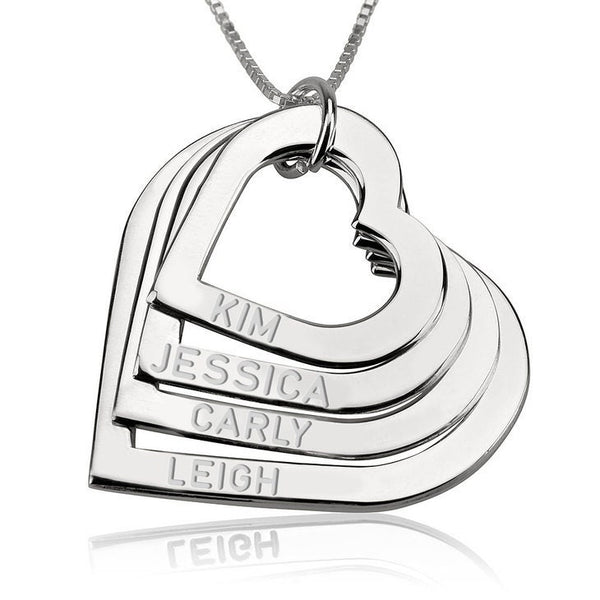 Personalized Engraved Mother&#39;s Heart Necklace,925 Silver,Gold/Rose Gold,Valentine&#39;s Day gift,Birthday gift,Mother&#39;s Day Gift,gift for her