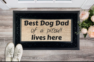Best Pitbull Dog Dad Lives Here Heavy Duty Door Mat,Funny Bro/Uncle/Dad Gift,Father&#39;s Day/Housewarming/Birthday/Christmas/Thanksgiving Gift