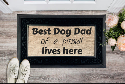 Best Pitbull Dog Dad Lives Here Heavy Duty Door Mat,Funny Bro/Uncle/Dad Gift,Father&#39;s Day/Housewarming/Birthday/Christmas/Thanksgiving Gift