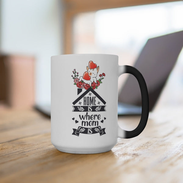 Home is where Mom is,Cat with hearts,Magic Mug with your own pic,Mother&#39;s Day Gift,Birthday Gift,Graduation Gift,Thanksgiving/Valentine Gift