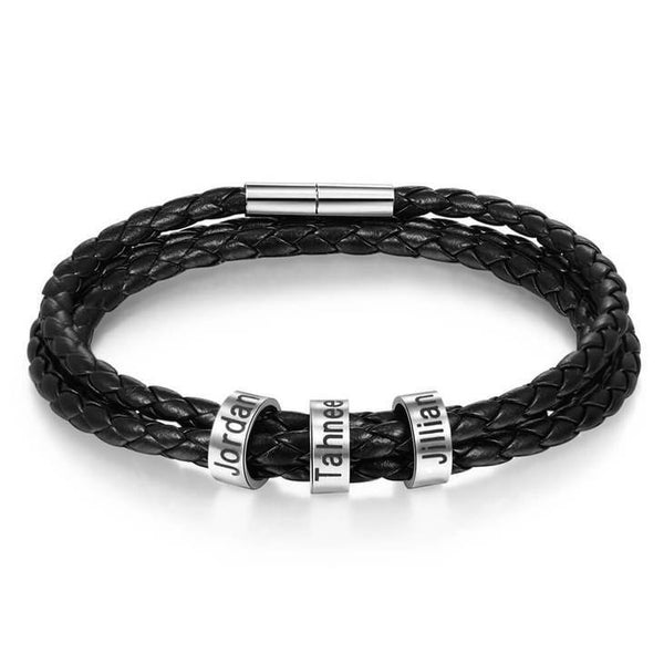 Dad Bracelet Engraved Braided Leather,Gifts for Father&#39;s Day,Groomsmen Gift,Wedding Gift,Stainless Steel,Valentine/Christmas/Birthday Gift