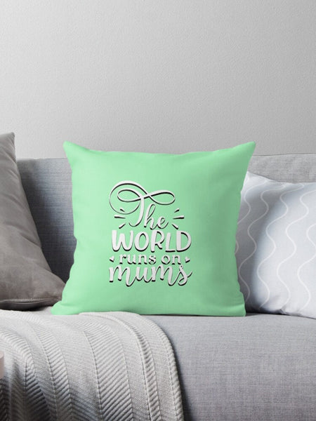 World runs on Moms Personalized Mom gift,Coloring Cushion & Cover,Custom Gift for Mother&#39;s Day/Birthday/Thanksgiving/Housewarming/Graduation