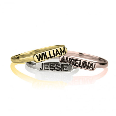 Stackable Engraved Name Rings, Personalized Mother&#39;s Day Gift,Birthday gift,Anniversay gift,Valentine gift,HIS & HERS,Couples,Mother Jewelry