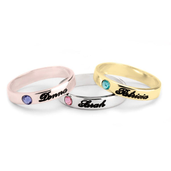 Mother&#39;s Birthstone+names Ring,Family Ring,Sterling Silver,24K Gold,Rose Gold,Mother&#39;s Day Gift,Birthday gift,gift for Mom,