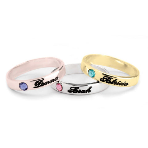 Mother&#39;s Birthstone+names Ring,Family Ring,Sterling Silver,24K Gold,Rose Gold,Mother&#39;s Day Gift,Birthday gift,gift for Mom,