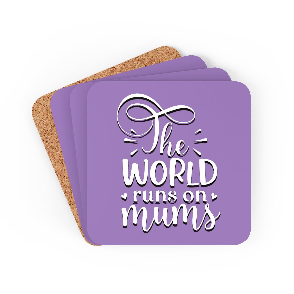 World runs on Moms Coasters 4pc Set,Round/Square/Leather/Cork,housewarming/Home gift,Mothers Day Gift,Birthday/Couples Gift,Graduation Gift