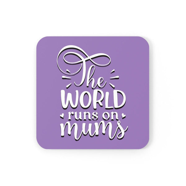 World runs on Moms Coasters 4pc Set,Round/Square/Leather/Cork,housewarming/Home gift,Mothers Day Gift,Birthday/Couples Gift,Graduation Gift