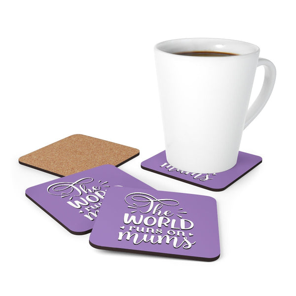 World runs on Moms Coasters 4pc Set,Round/Square/Leather/Cork,housewarming/Home gift,Mothers Day Gift,Birthday/Couples Gift,Graduation Gift