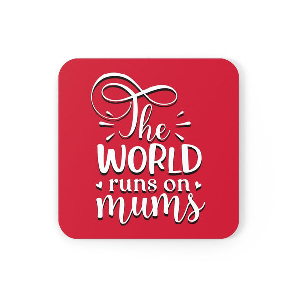 World runs on Moms Coasters 4pc Set,Round/Square/Leather/Cork,housewarming/Home gift,Mothers Day Gift,Birthday/Couples Gift,Graduation Gift