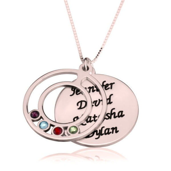 Family Vine Birthstone Heart Necklace,Family Pendant,Sterling Silver,24K Gold,Rose Gold Plated,Mother&#39;s Day Gift,Mom&#39;s Birthday gift