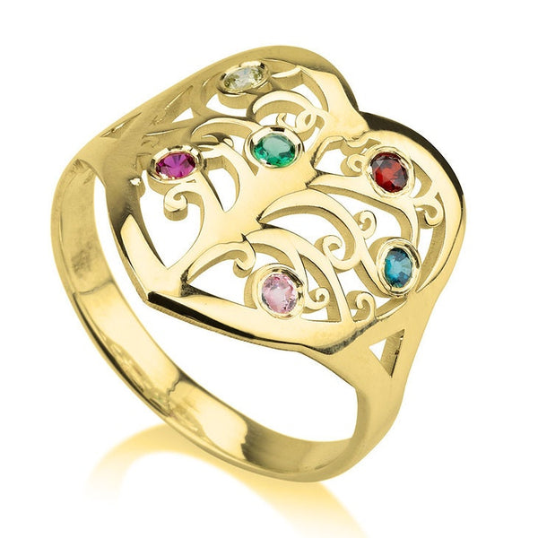 Family Birthstone Ring,Family Ring,Sterling Silver,24K Gold,Rose Gold,Mother&#39;s Day Gift,Birthday gift,gift for Mom/Aunt/Grandmother