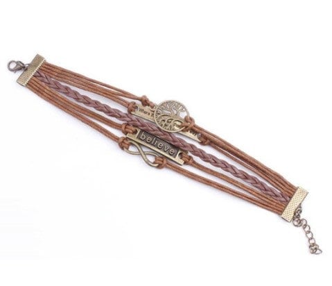 5in1 Unisex Bohemian Bronze Inspirational Leather Bracelet,Tree of Life,Mother&#39;s Day Gift,Birthday gift for Her/Him,Gift for Aunt/Graduation