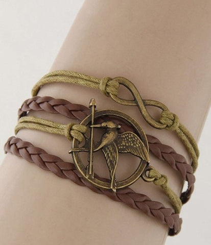 4in1 Hummingbird Unisex Bohemian Style Bronze Infinity Leather Bracelet,Mother&#39;s Day Gift,Birthday gift for Her/Him,Gift for Aunt/Graduation