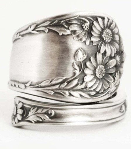 Adjustable Flower Embossed Ring,Mother&#39;s Day Gift,Couples Rings,Birthday gift,Anniversay gift,Graduation gift, Couples ring,Mother Jewelry