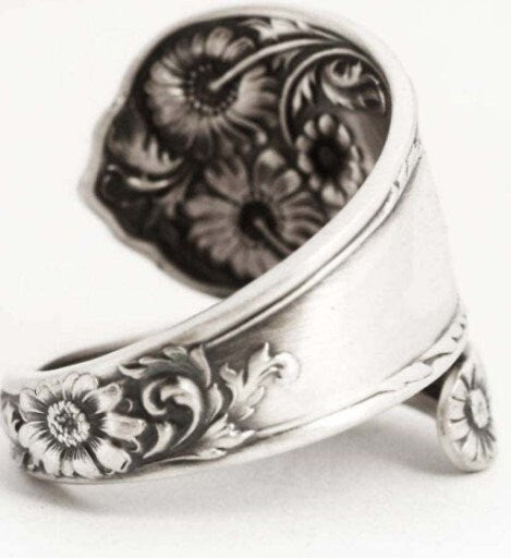 Adjustable Flower Embossed Ring,Mother&#39;s Day Gift,Couples Rings,Birthday gift,Anniversay gift,Graduation gift, Couples ring,Mother Jewelry