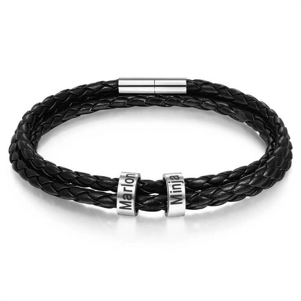 Dad Bracelet Engraved Braided Leather,Gifts for Father&#39;s Day,Groomsmen Gift,Wedding Gift,Stainless Steel,Valentine/Christmas/Birthday Gift
