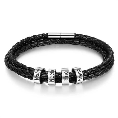 Dad Bracelet Engraved Braided Leather,Gifts for Father&#39;s Day,Groomsmen Gift,Wedding Gift,Stainless Steel,Valentine/Christmas/Birthday Gift
