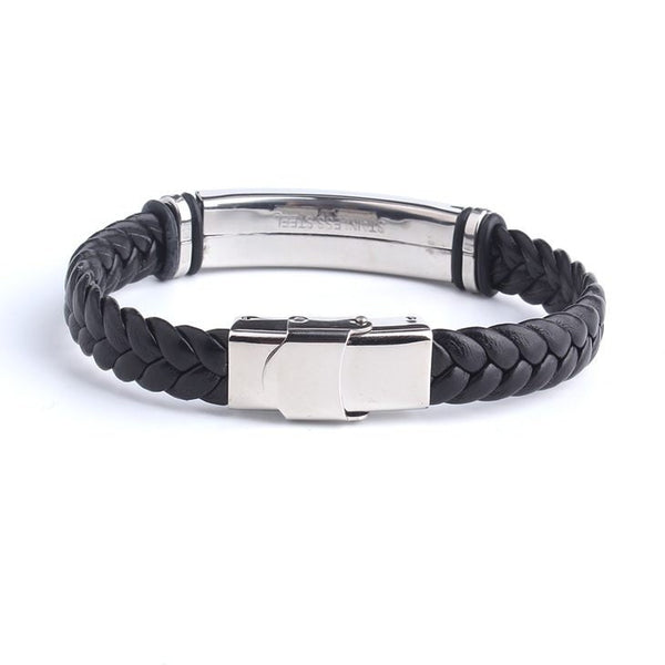 Engraved Name Leather Bracelet,Gifts for Uncle/Father&#39;s Day,Groomsmen Gift,Wedding Gift,Stainless Steel,Valentine/Christmas/Birthday Gift