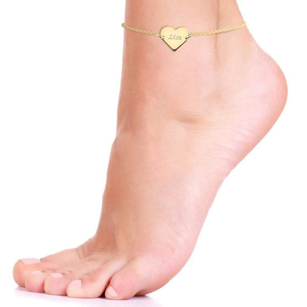 Engraved Heart Anklet,925 Silver, 24k Gold,Rose Gold,Mother&#39;s Day Gift,Birthday gifts for Her,Gifts for Mom,Mom Jewelry,Aunt Gifts