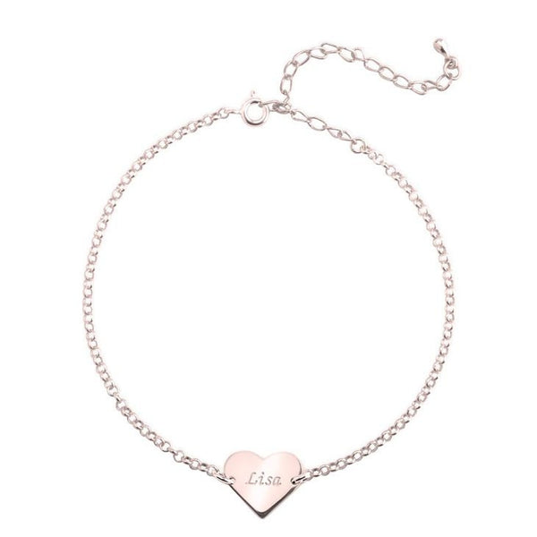 Engraved Heart Anklet,925 Silver, 24k Gold,Rose Gold,Mother&#39;s Day Gift,Birthday gifts for Her,Gifts for Mom,Mom Jewelry,Aunt Gifts