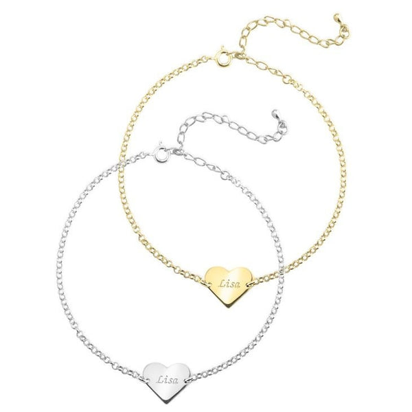 Engraved Heart Anklet,925 Silver, 24k Gold,Rose Gold,Mother&#39;s Day Gift,Birthday gifts for Her,Gifts for Mom,Mom Jewelry,Aunt Gifts