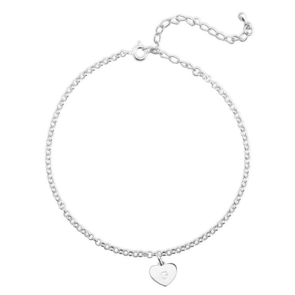 Engraved Initial Heart Anklet,925 Silver, 24k Gold,Rose Gold,Mother&#39;s Day Gift,Birthday gifts for Her,Gifts for Mom,Mom Jewelry,Aunt Gifts