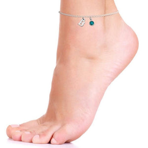 Personalized Anklet with Initial & Birthstone,Sterling Silver,24K/Rose Gold,Graduation Gift,Mother&#39;s Day Gift,Birthday Gift,Engagement Gift